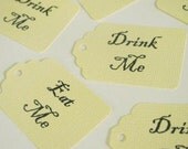 50 MEDIUM SIZE- Alice in Wonderland 25 'Eat me' and 25 "Drink me' Tags- Perfect for DIY cupcake toppers and theme decorations