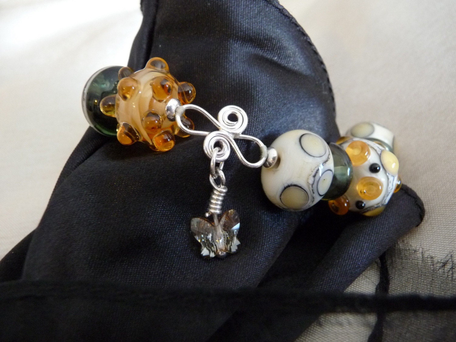 Sterling silver lampwork swarovski bracelet