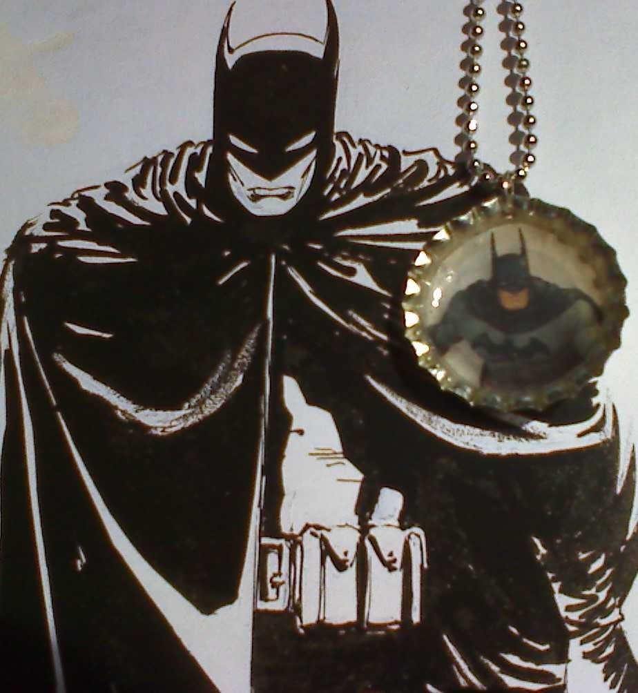 Batman comic bottle cap necklace