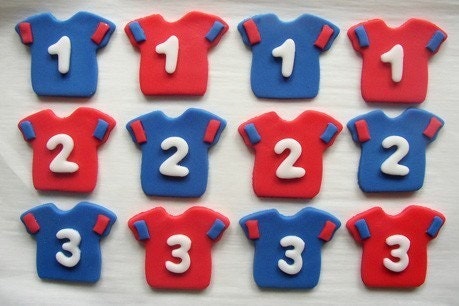 Fondant Cupcake Toppers - Sports Shirts