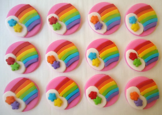 Fondant Cupcake Toppers - Rainbows