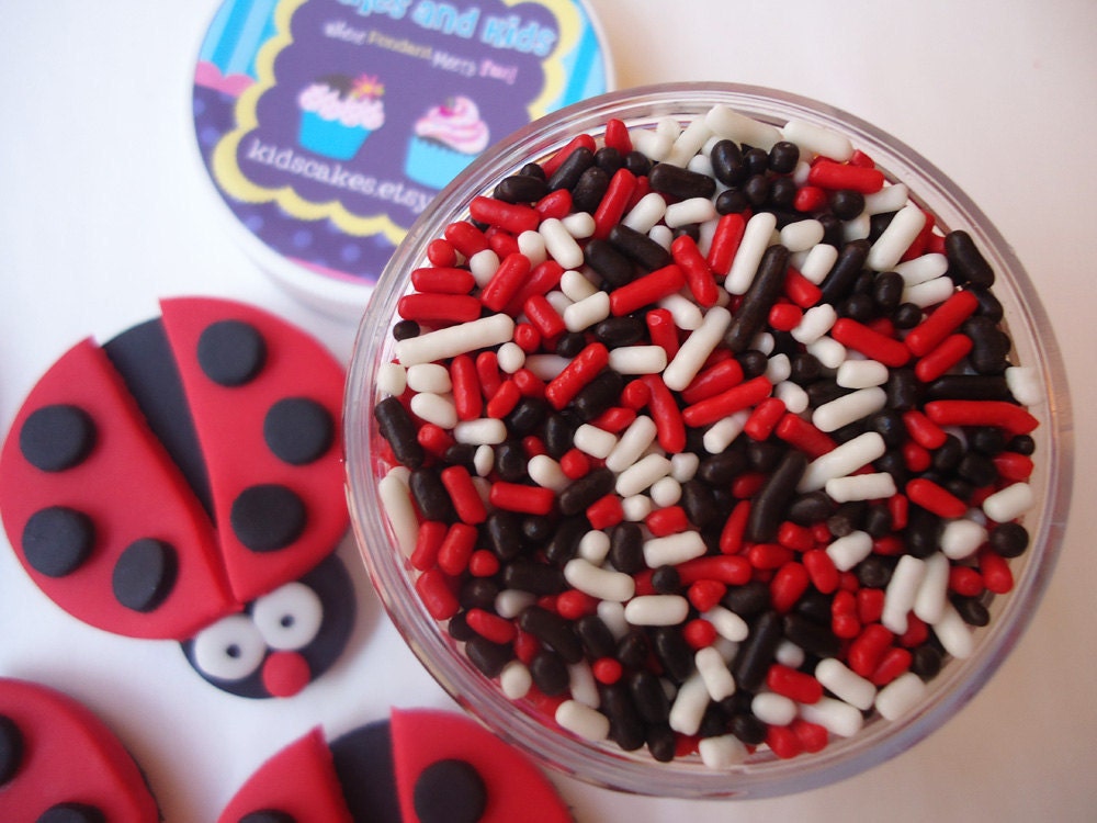 Fondant Cupcake Toppers - Ladybug Mini Party Package - Edible Ladybug Toppers