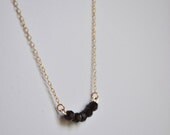 Peas in a Pod Necklace - tiny garnet red swarovski crystal and gold filled - simple everyday or wedding jewelry