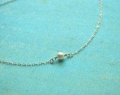 Single Pearl Necklace - tiny ivory round pearl gold filled - simple dainty & wedding jewelry - adenandclaire