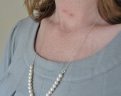 Ivory Freshwater Pearl Necklace on sterling silver chain - simple everyday jewelry - adenandclaire