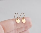 Tiny Gold Dot Earrings - gold filled small circle round disc - simple everyday jewelry - adenandclaire