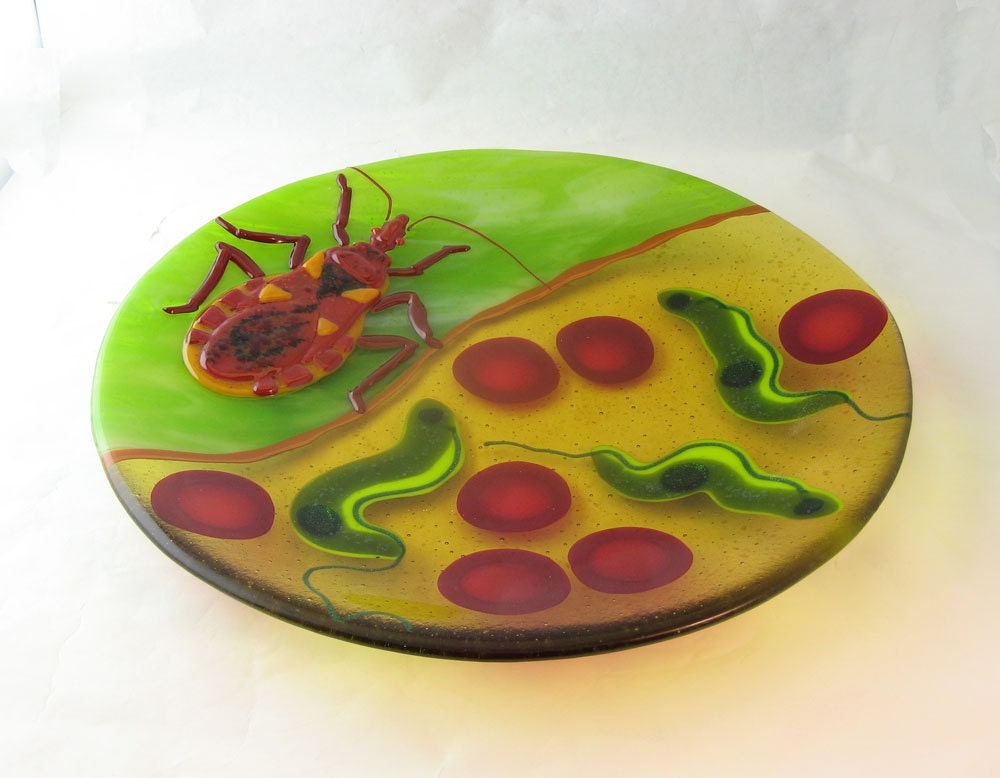 Chagas Disease Fused Glass Plate Made to Order