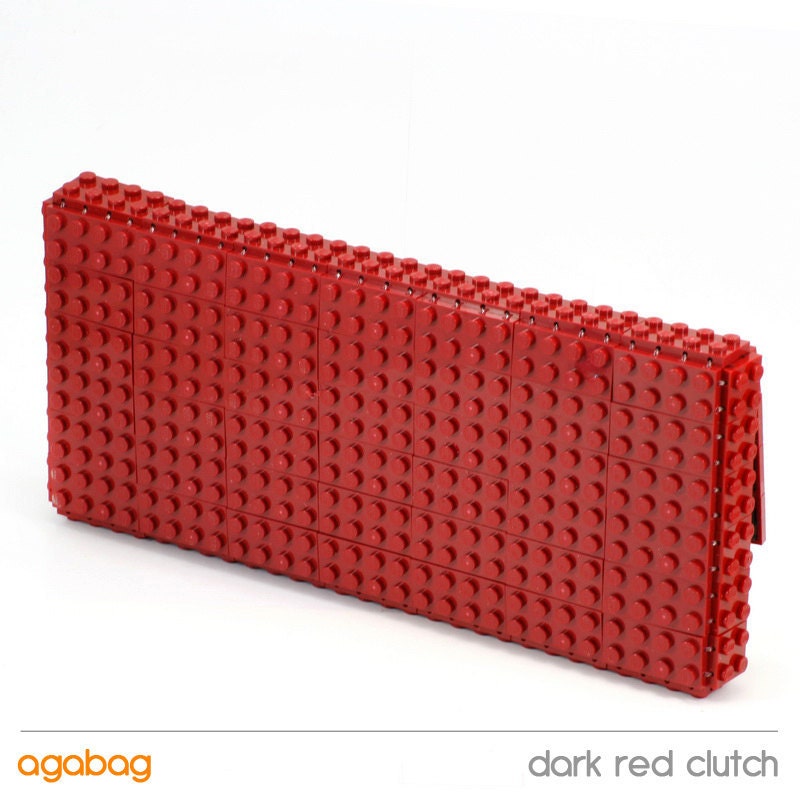 Dark red clutch made entirely of LEGO bricks
