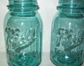 8 Vintage Aqua Blue Ball Mason Quart  Canning Fruit JARS Perfect for  Wedding Lanterns