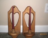 Country Style Wooden Wall Mount Candle Sconce Set