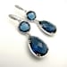 Sapphire blue crystal quartz pendant drop and connectors with white gold cz hook earrings  - Free US shipping
