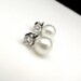 Bridal Jewelry Bridal earrings bridesmaid wedding earrings white pearl on cubic zirconia earring post