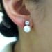 Bridal Jewelry Bridal earrings bridesmaid wedding earrings white pearl on cubic zirconia earring post