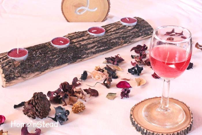 Log Candle Holder Rustic Wedding Cabin Decor Table Piece Slab Ash Wood