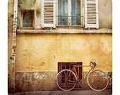 Orange Bicycle in Paris France - 8x8 Fine Art Print