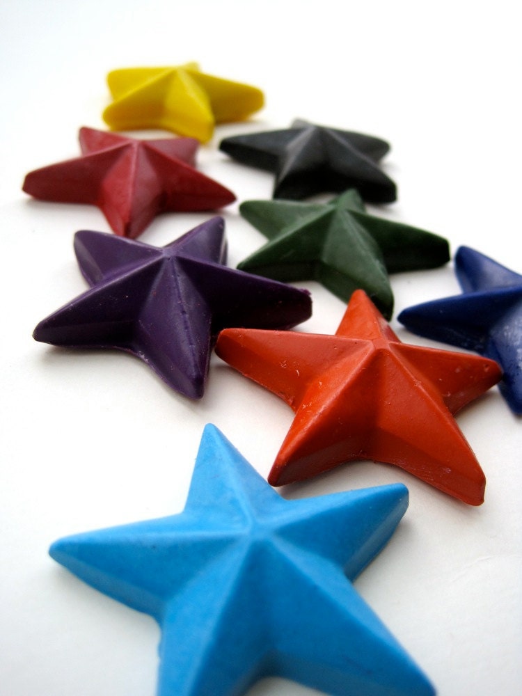 ALL NAURAL Eco Friendly HANDMADE Soy Earth Star Crayons (Set of 8)