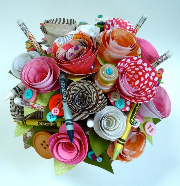Art-Lover/School-Supply Paper Flower Bouquet