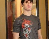 The Skeleton and the Drunk Hand Screen printed Men's Tee
