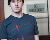 Birds on a Wire Hand Screen Printed Mens Tee