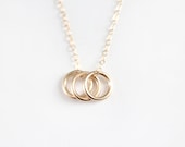 Triple Ring Necklace - 14k Gold Filled Rings - Sisters