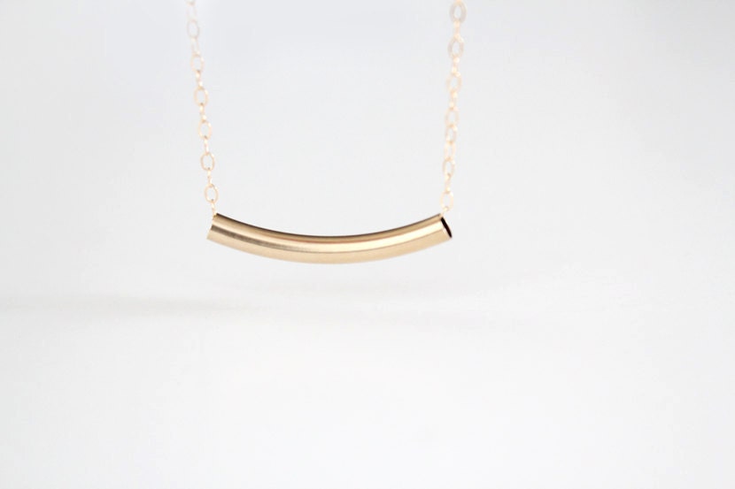 Curved Bar Necklace - 14k Gold Filled Bar - Curvaceous