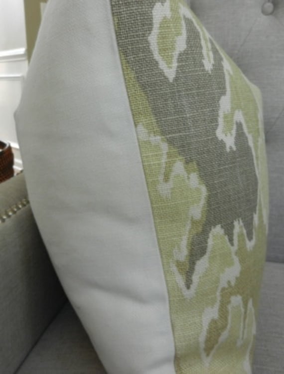 Decorative Designer pillow cover - Kelly Wearstler for Lee Jofa - 16"X16" - Bengal bazaar in mushroom - Pattern on the front