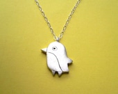 Silver Penguin Pendant - handmade animal jewelry - everyday necklace