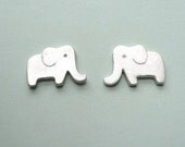 Elephant Silver Stud Earrings - Animal Jewelry - casual everyday earring