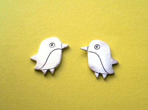 Penguin Stud Earring - Artisan Silver Jewelry