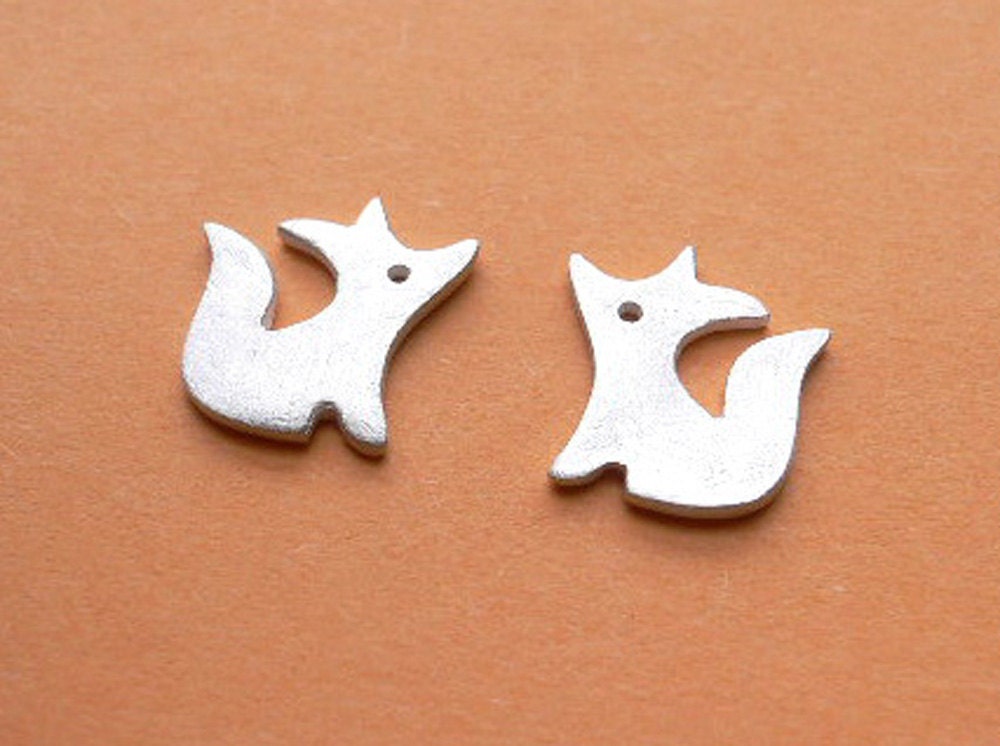 Fox Stud Earrings - animal silver - casual jewelry