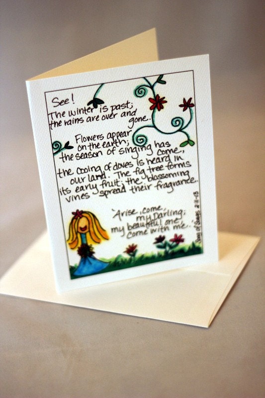 Song of Songs 2.11-13 Illustrated Note Card - Arise