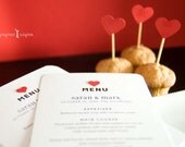 Big Red Heart // MENUS for your love-forever wedding // deposit