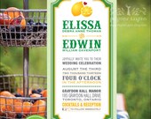 LennyLemon // Eco-friendly wedding invitation suite. Green, yellow and orange. Citrus theme. Refreshing // SAMPLE