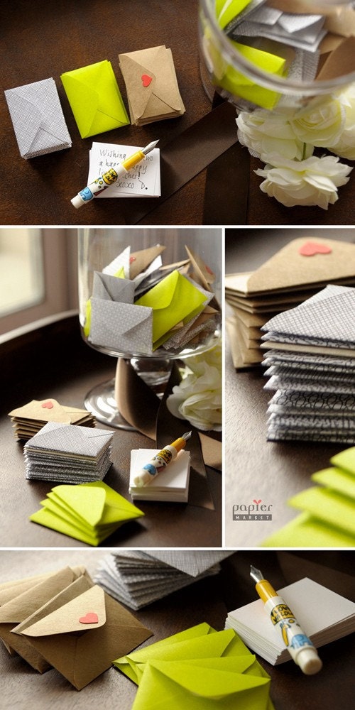 Mini kraft paper envelope, super cute, set of 50, great for wedding reception and party