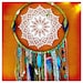 Lahaina Aloha huge 6' dream catcher FREE SHIPPING vintage lace, doily, parrot feathers