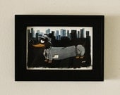 Original acrylic painting."BUSINESS DACHSHUND" // Free Shipping