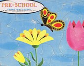Vintage Puzzle: Butterfly in Flower Garden Preschool Puzzle 1961 - zadoodle