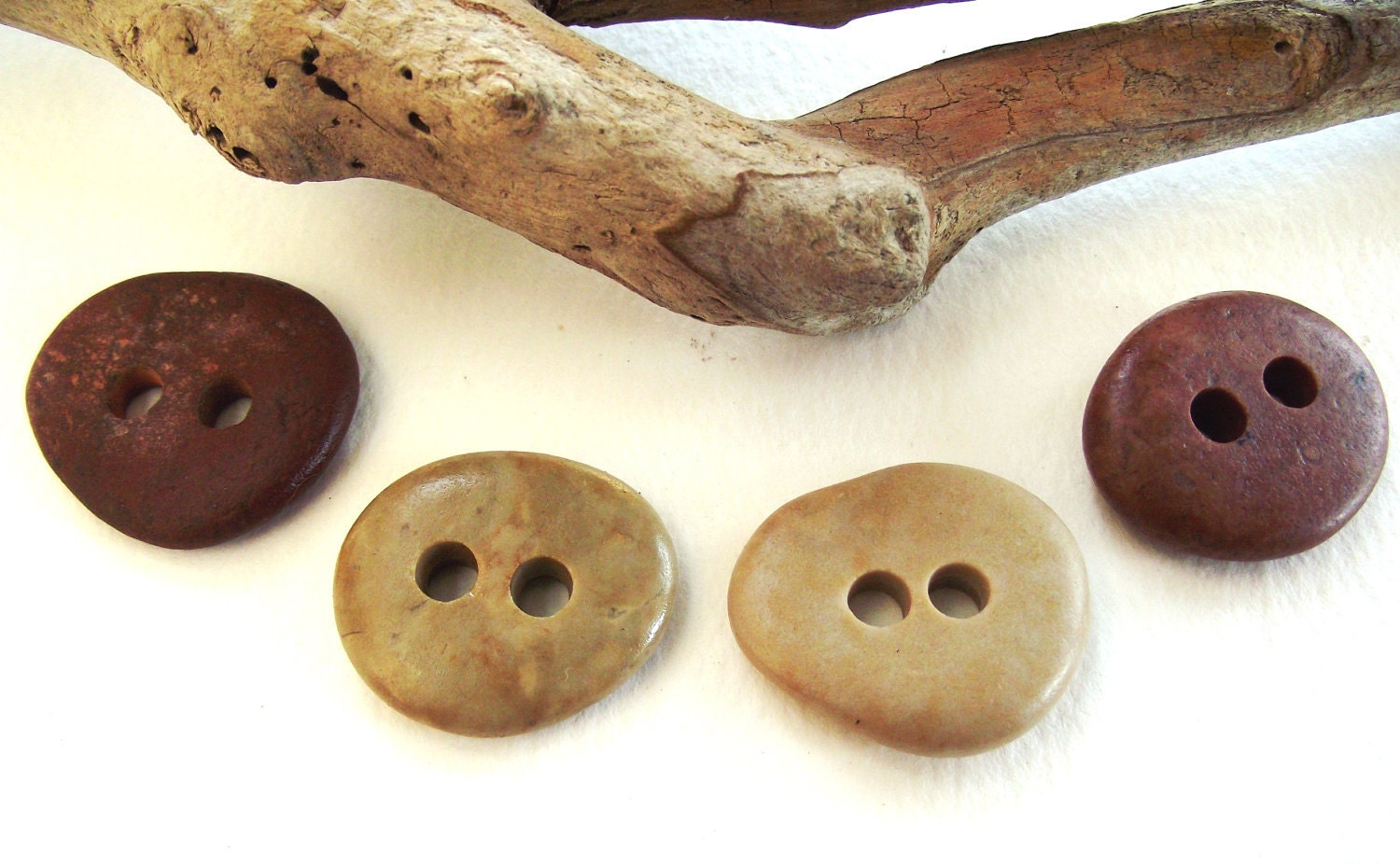 Beach Stone Buttons supplies. 4 natural sea stone pebbles from Spain by Ocean gifts