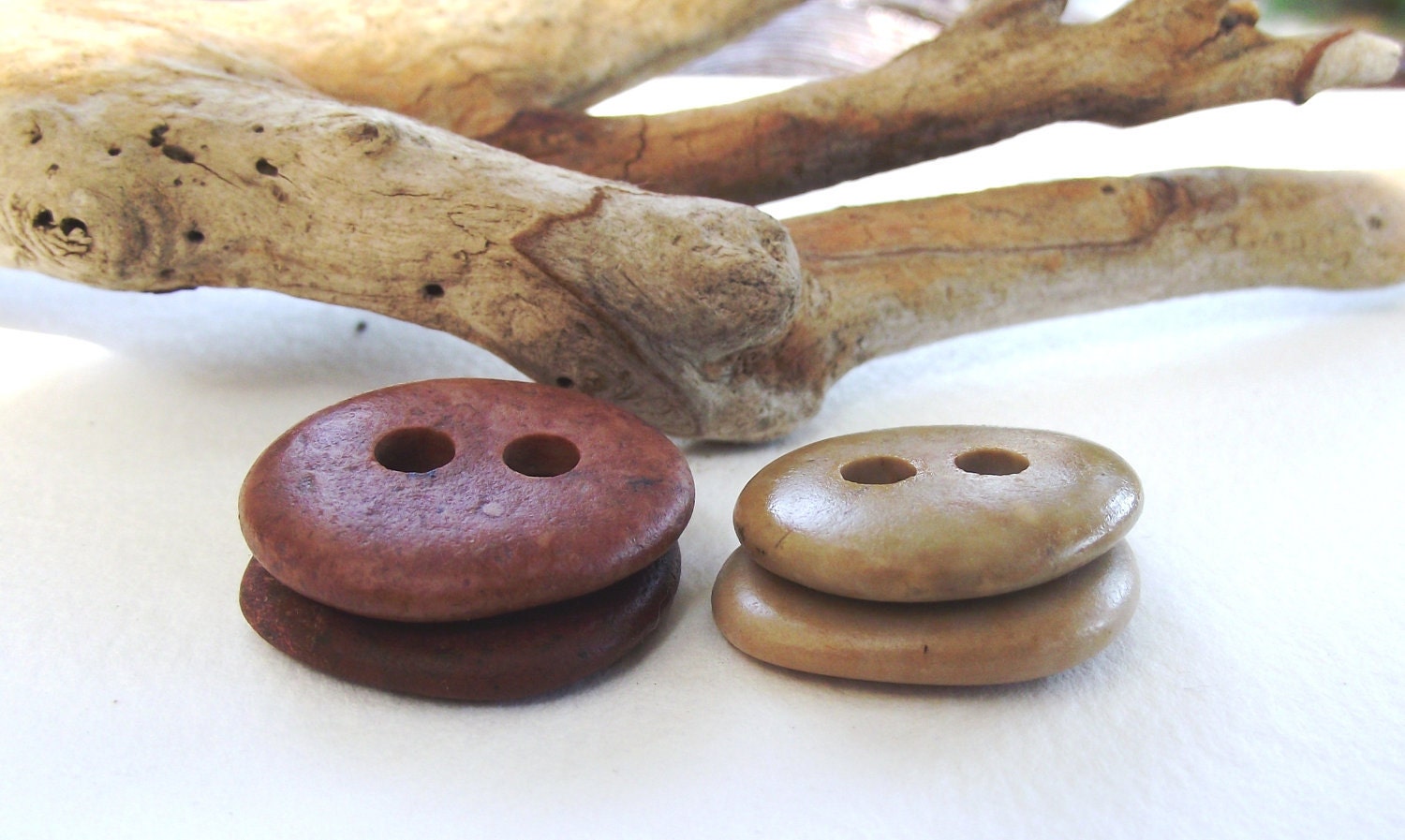 Beach Stone Buttons supplies. 4 natural sea stone pebbles from Spain by Ocean gifts