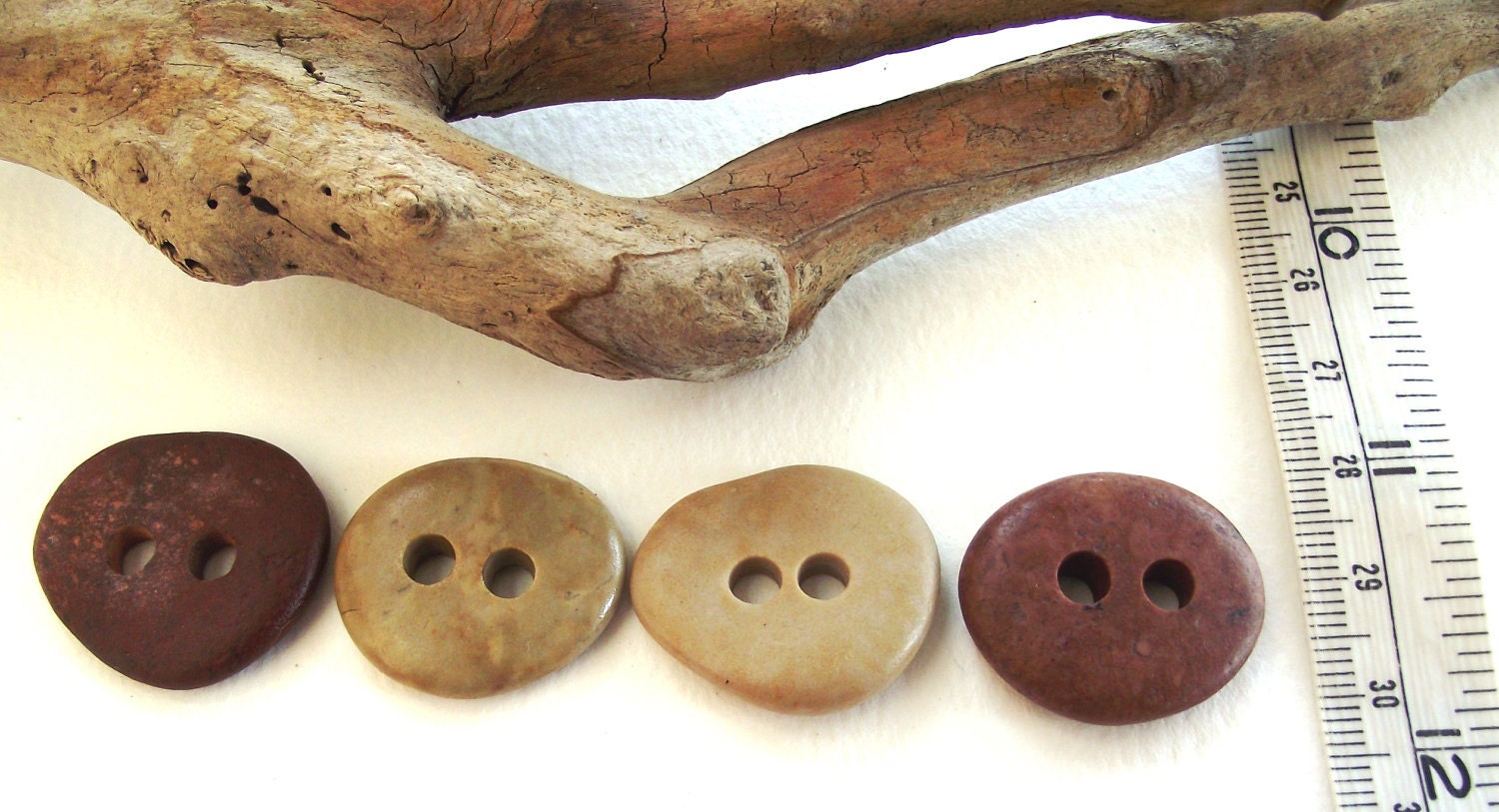 Beach Stone Buttons supplies. 4 natural sea stone pebbles from Spain by Ocean gifts