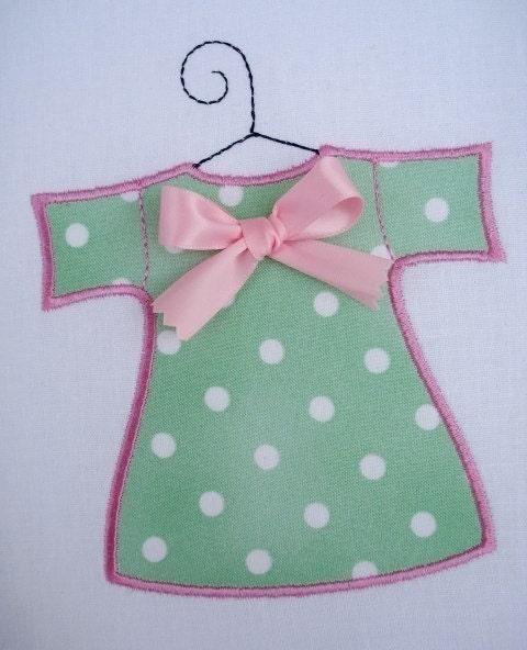 Dress On Hanger Machine Embroidery Design Applique 4x4 and 5x7