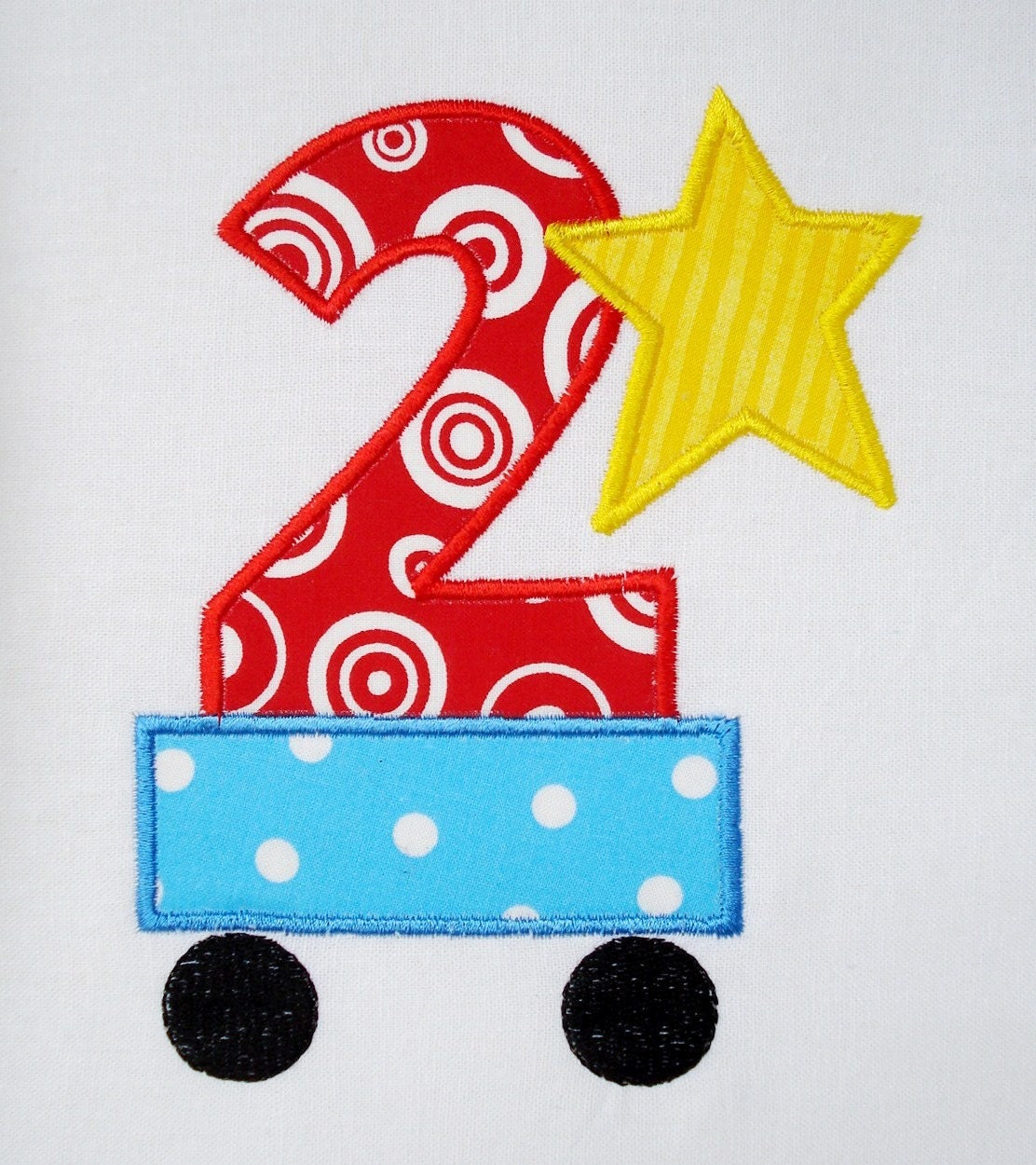 Second Birthday Train Car Machine Embroidery Design Applique 4x4 and 5x7