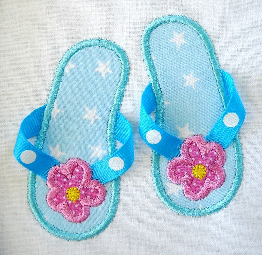 Flip Flops Machine Embroidery Design Applique - Three Sizes 4x4, 5x7 and 6x10