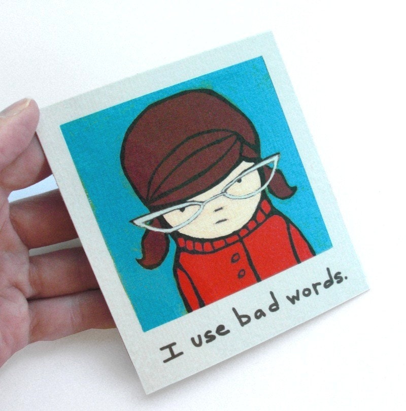 Brunette Bad Words Swearing Girl, 60s Retro Inspired, Funny Magnet