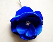 Single Large Satin Flower Pin Handmade Royal Blue Wedding Prom Party