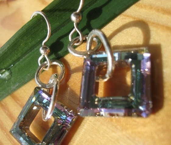 Vitrail Square Crystal Earrings