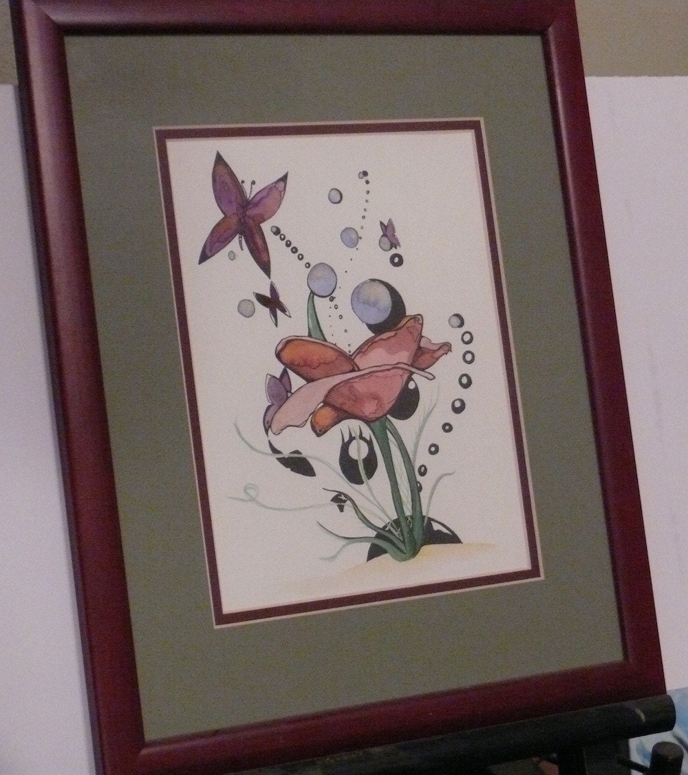 8x10 print of poppy ink- watercolor and ink