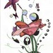 8x10 print of poppy ink- watercolor and ink