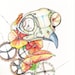 Time Keeper 8x10 print Owl Art Skull tattoo Gears
