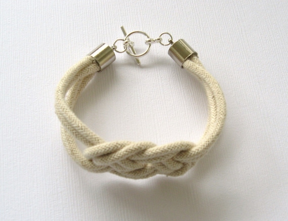Rope bracelet with silver toggle, tie the knot, modern friendship bracelet